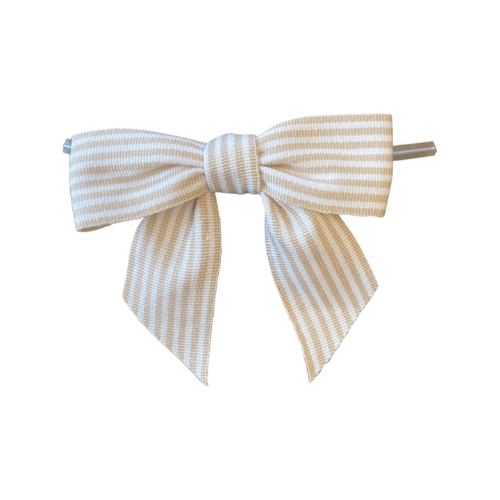 Natural and white striped bow - Designer Cookies ™ STUDIO