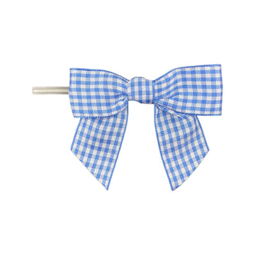 Medium Blue Gingham Bow (3”) - Designer Cookies ™ STUDIO