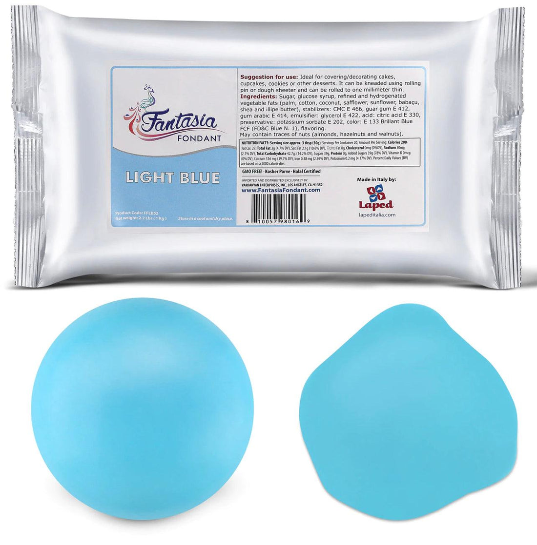 Fantasia Light Blue Fondant (1 kg.) - Designer Cookies ® STUDIO