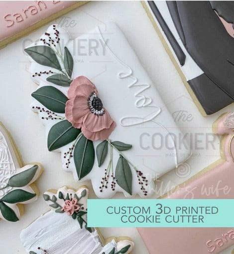 Long Floral Plaque Cookie Cutter - Designer Cookies ® STUDIO