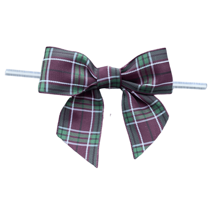 Burgundy and Forest Green Plaid Bow on a Wire