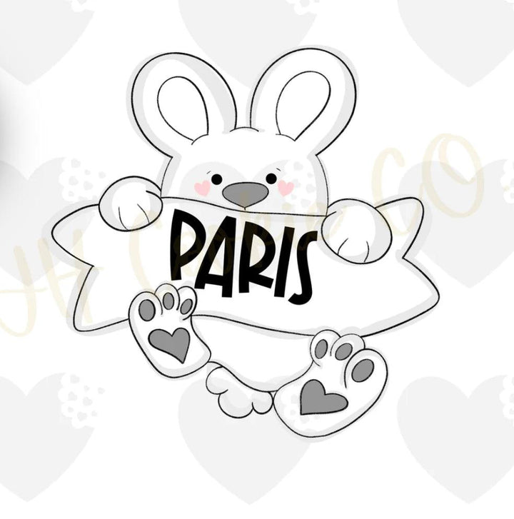 Bunny With Banner Cookie Cutter - Designer Cookies ™ STUDIO