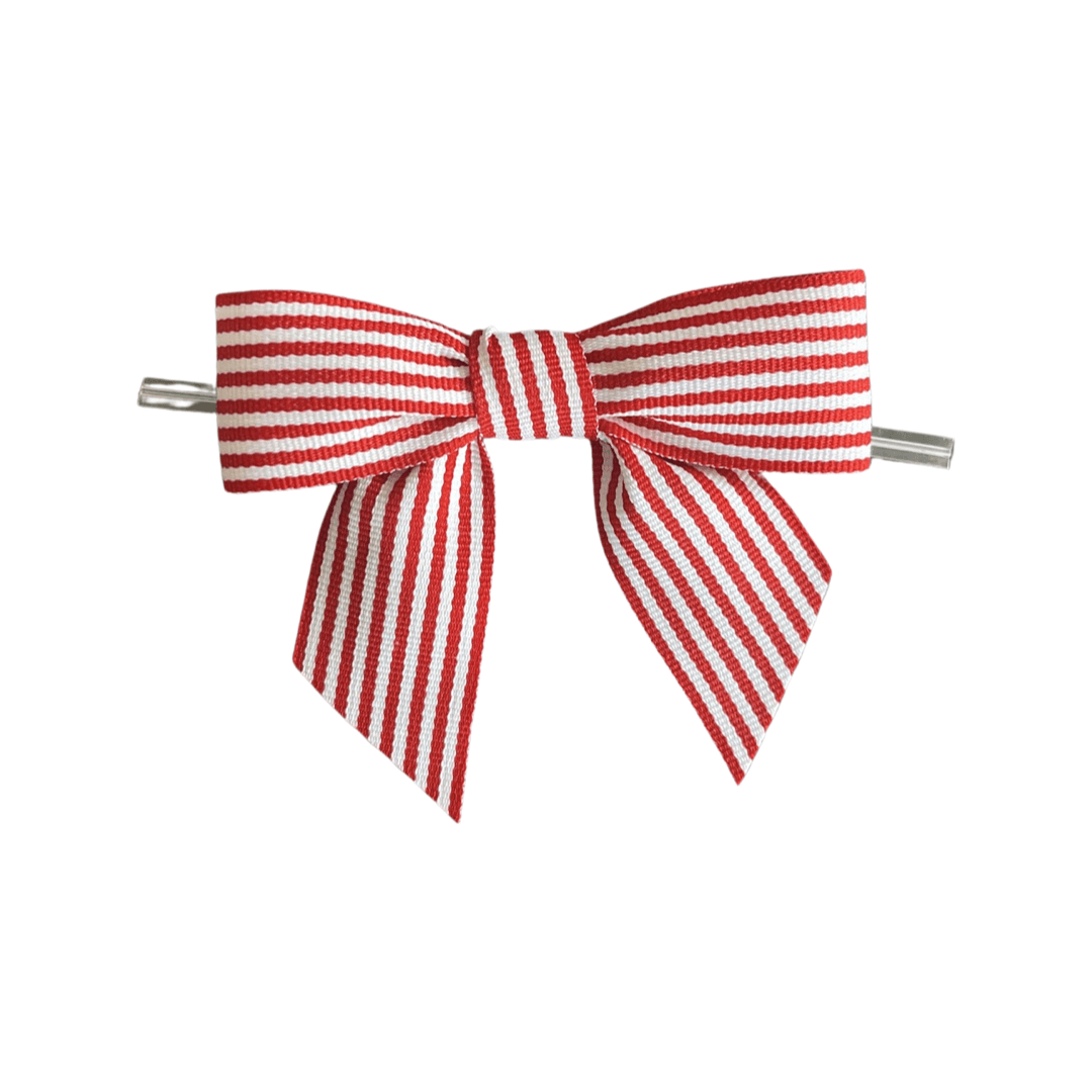 Skinny Red and White Striped Bow - Designer Cookies ™ STUDIO